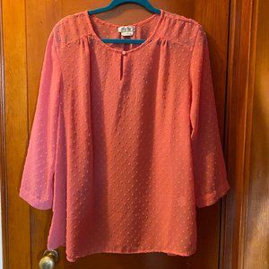 Women's Van Heusen sheer coral top.